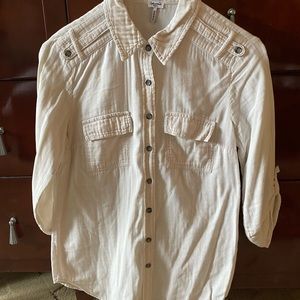 Military style cotton blouse with ¾ sleeve